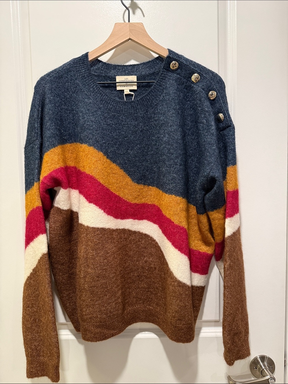 Sezane Howard Jumper Multico Fuchsia - Size XXL